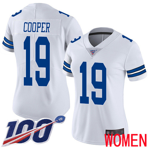Women Dallas Cowboys Limited White Amari Cooper Road #19 100th Season Vapor Untouchable NFL Jersey